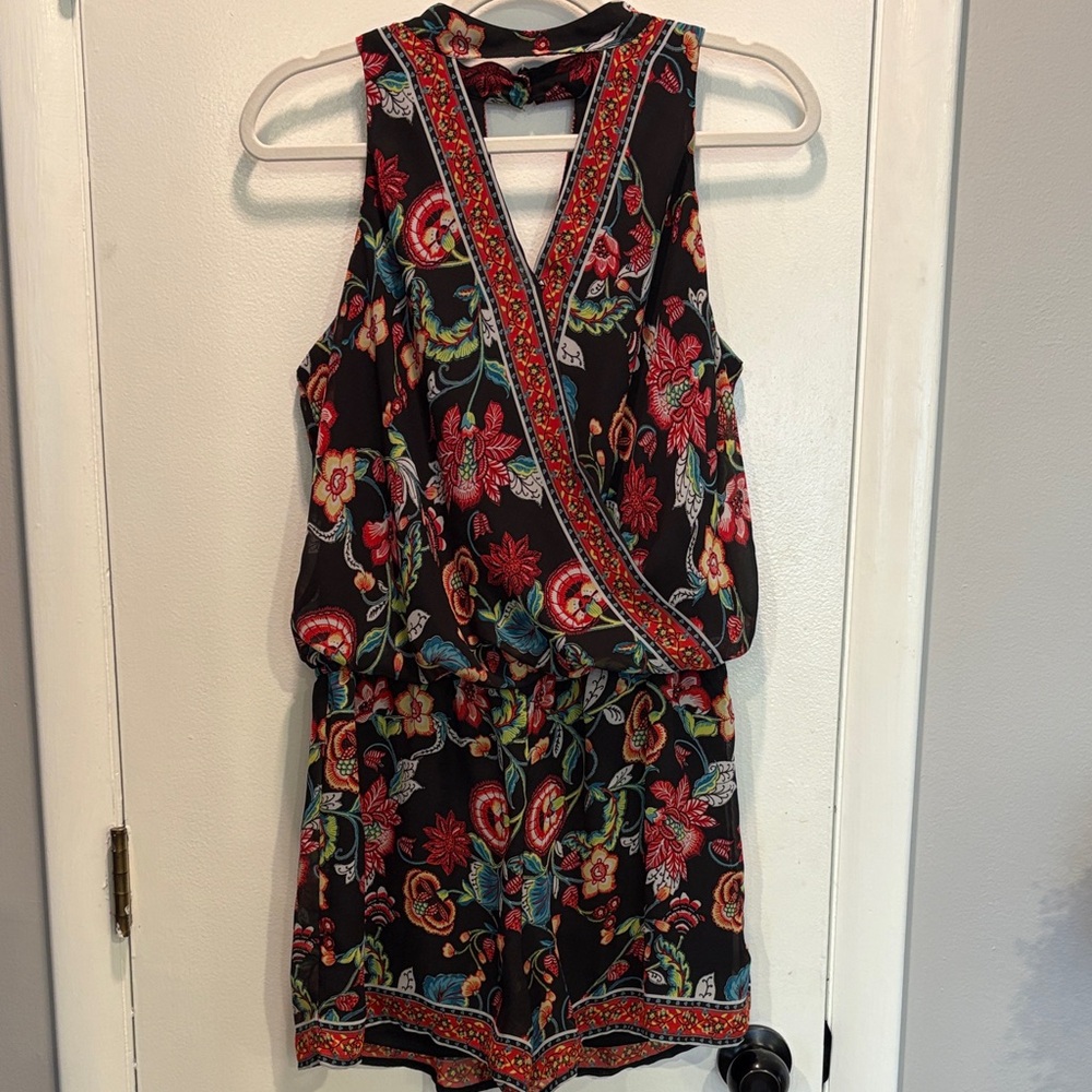 Floral Sleeveless shorts jumper one piece